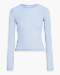 Alexander Wang Crystal-embellished stretch-tulle top - Blue Blue