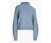 Cutout mélange ribbed-knit turtleneck sweater - Blue