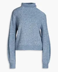 Maje Cutout ribbed-knit turtleneck sweater - Blue Blue