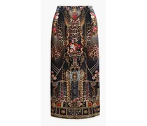 Embellished printed silk crepe de chine skirt - Gray
