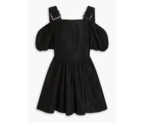 Cold-shoulder grosgrain-trimmed taffeta mini dress - Black