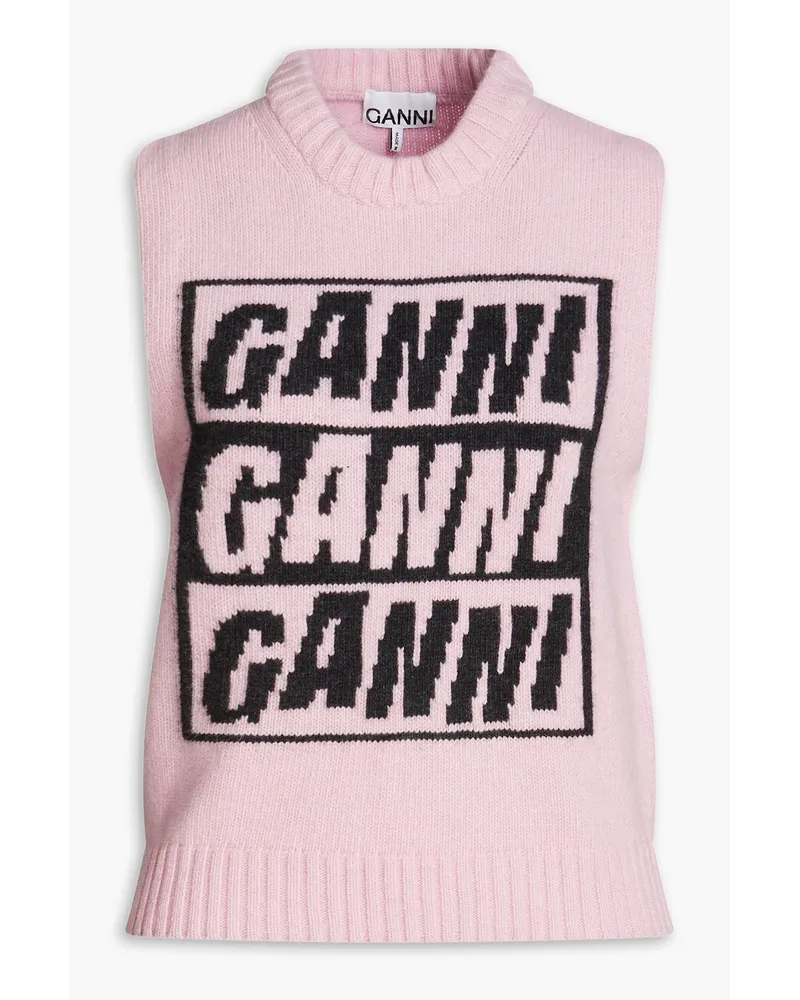 Ganni Intarsia-knit vest - Pink Pink