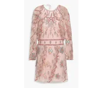 Embellished ruffled tulle mini dress - Pink