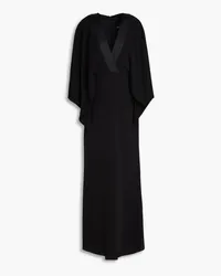 Badgley Mischka Draped satin-trimmed crepe gown - Black Black