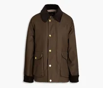 Velvet-trimmed cotton jacket - Brown