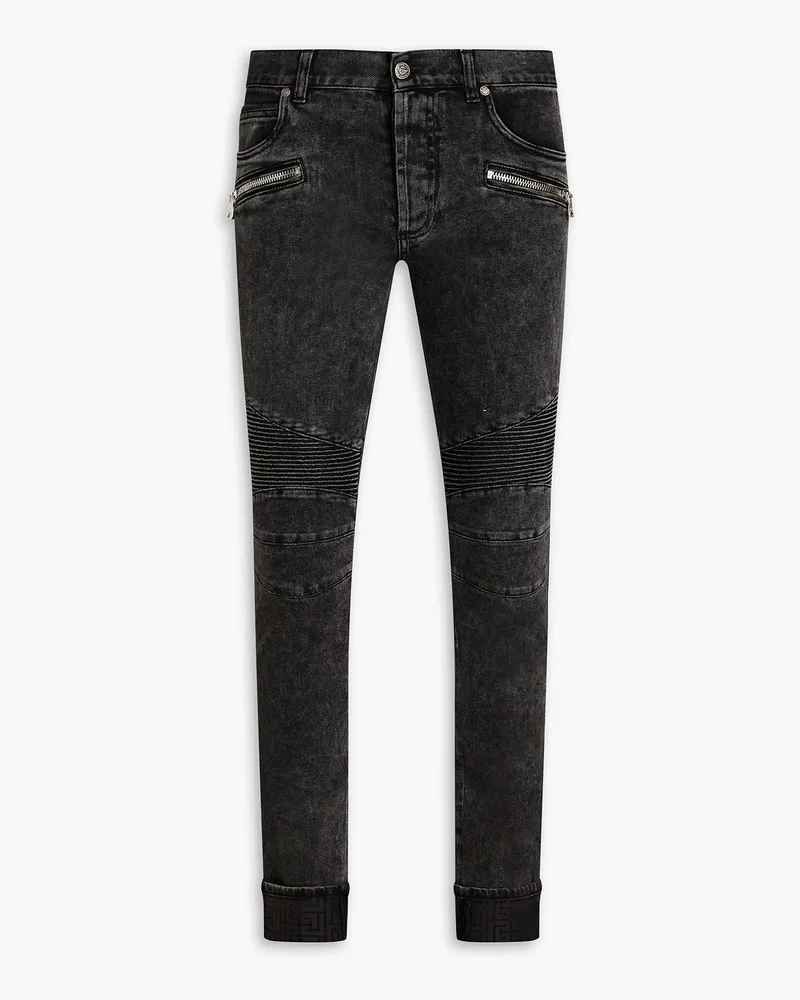 Balmain Acid-wash pintucked denim jeans - Black Black