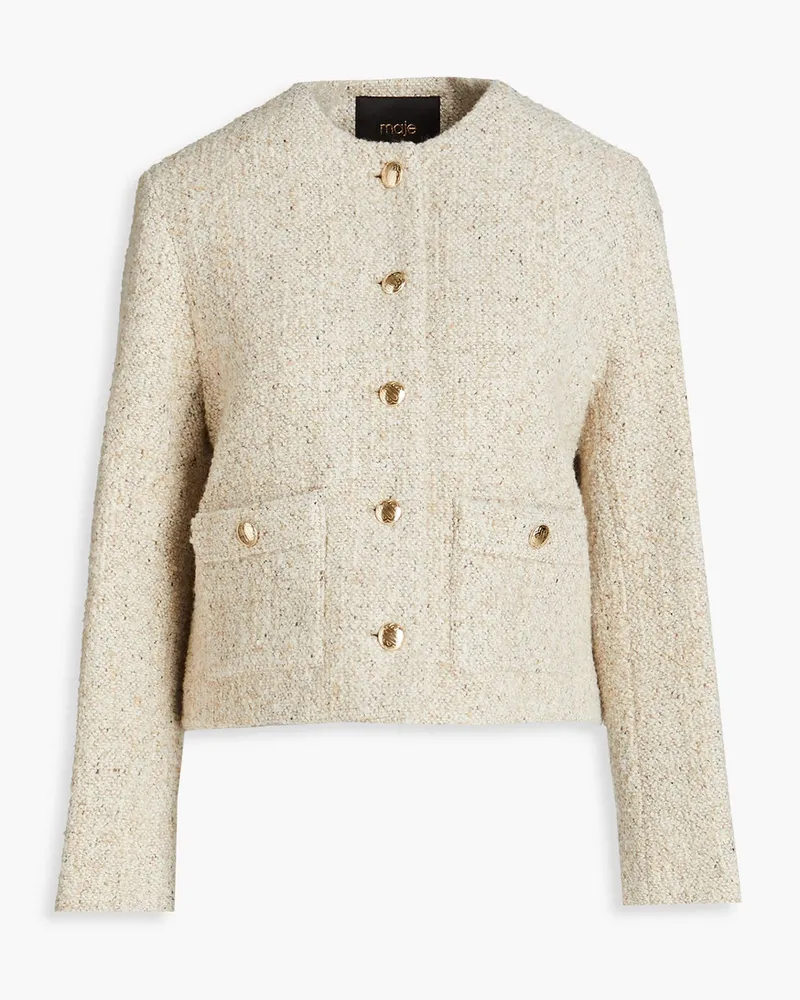 Maje Button-embellished bouclé-tweed jacket - Neutral Neutral