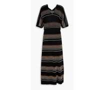 Theory Otto striped knitted midi dress - Black Black