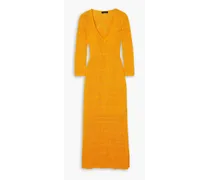 Renee crocheted cotton-blend midi dress - Yellow