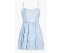 Kersten tiered linen-blend mini dress - Blue