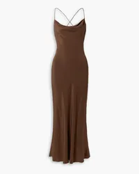 Matteau Draped silk crepe de chine maxi dress - Brown Brown