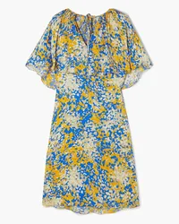 Stella McCartney Printed cape-effect satin-crepe dress - Blue Blue