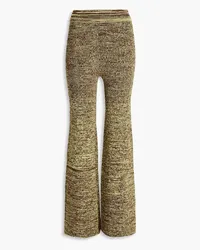 ROTATE Birger Christensen Marled ribbed-knit flared pants - Green Green