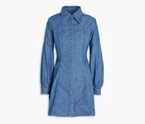 Organic cotton-chambray mini shirt dress - Blue