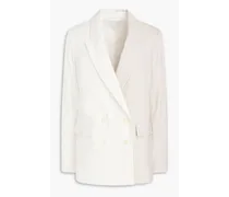 Braeton double-breasted linen-blend twill blazer - Neutral