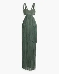 Hervé Léger Cutout fringed bandage maxi dress - Green Green