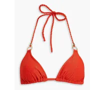 Ring-embellished triangle bikini top - Red
