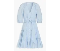 Dewey belted cotton-gauze mini shirt dress - Blue