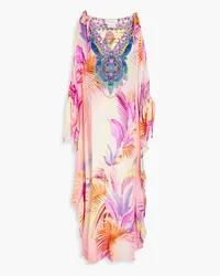 Camilla Sunrise cold-shoulder printed silk crepe de chine kaftan - Pink Pink