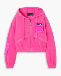 ROTATE Birger Christensen Sunday cropped appliquéd shell-trimmed recycled-fleece hoodie - Pink Pink