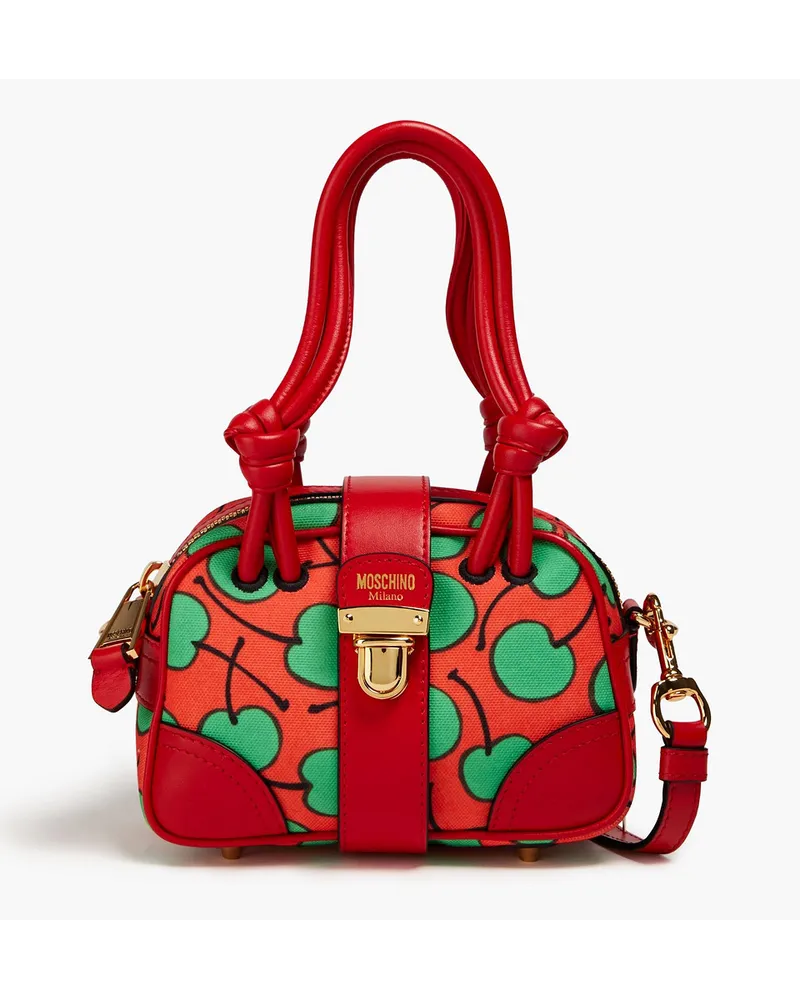 Moschino Leather-trimmed printed canvas tote - Red Red