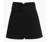 Belted wool-twill mini skirt - Black