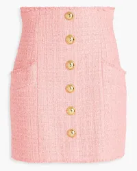 Balmain Embellished cotton-blend tweed mini skirt - Pink Pink