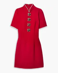 Andrew GN Crystal and faux pearl-embellished crepe mini dress - Red Red