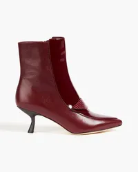 Tory Burch Smooth and patent-leather ankle boots - Burgundy Burgundy