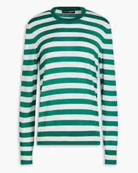 Dolce & Gabbana Striped cashmere and silk-blend sweater - Green Green