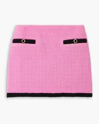 Alessandra Rich Piped checked wool-blend bouclé-tweed mini skirt - Pink Pink