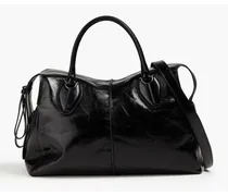 D Styling leather shoulder bag - Black