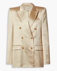 KHAITE Nathan double-breasted cotton-blend satin blazer - Neutral Neutral