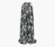 Nicoletta cape-effect metallic floral-print silk-blend gown - Metallic