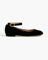 Gianvito Rossi Wendy embellshed velvet ballet flats - Black Black