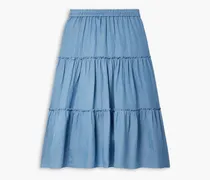 Tiered twill midi skirt - Blue
