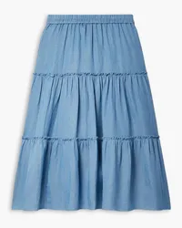 Jason Wu Tiered twill midi skirt - Blue Blue