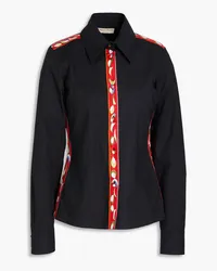 Emilio Pucci Twill-trimmed cotton-poplin shirt - Black Black