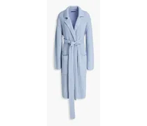 Ribbed cotton, wool and cashmere-blend coat - Blue