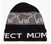 Bear jacquard-knit merino wool-blend beanie - Black