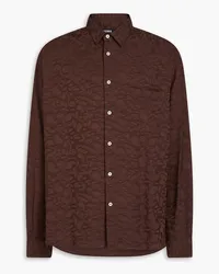 Jacquemus Simon embroidered satin-jacquard shirt - Brown Brown