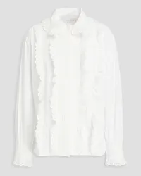 Antik Batik Diane ruffled broderie anglaise-trimmed cotton-poplin blouse - White White