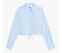 Cropped cotton-poplin shirt - Blue