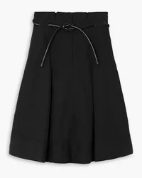 3.1 phillip lim Origami belted pleated cotton-poplin midi skirt - Black Black