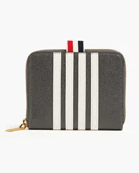 Thom Browne Striped pebbled-leather wallet - Gray Gray