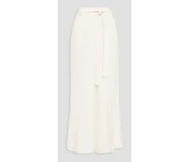 Silk-satin wide-leg pants - White