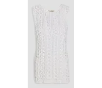 Crochet-knit cotton and linen-blend vest - White
