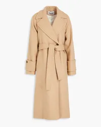 Claudie Pierlot Double-breasted belted wool-blend twill coat - Neutral Neutral