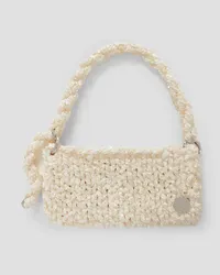 Jil Sander Sequined rope and leather shoulder bag - White White