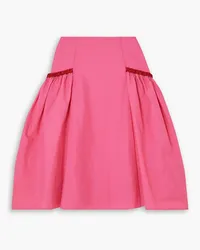 Molly Goddard Milla two-tone grosgrain-trimmed shirred taffeta midi skirt - Pink Pink